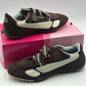 LA Gear Racer Womens Size 7.5 Brown Bone Suede Mesh Sneakers LFCW4063B-2